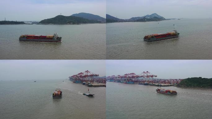 4K航拍集装箱码头海上运输