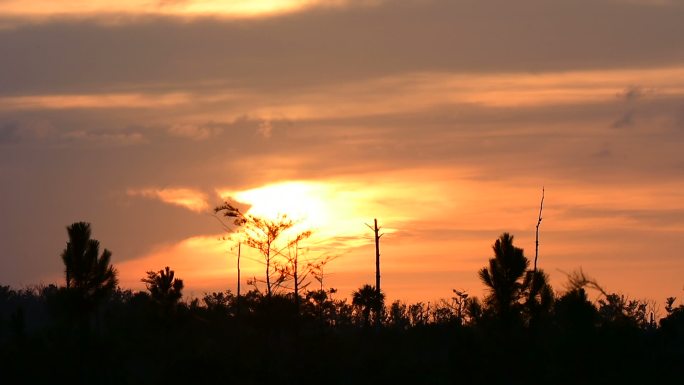 太阳从地平线上升起，消失在云层后面延时