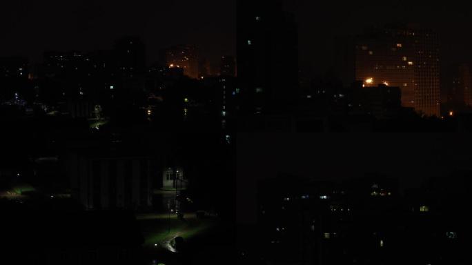 雨夜城市空镜，北京电闪雷鸣，，夜晚下雨