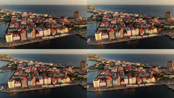 库拉索岛沿海城市地区鸟瞰图