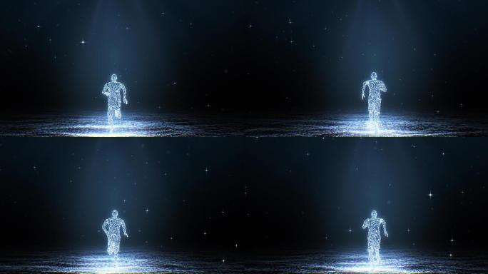 蓝色科技虚拟人物男生奔跑视频