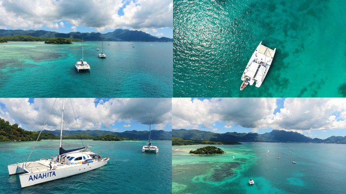 碧海蓝天唯美大海游船 旅行宣传片