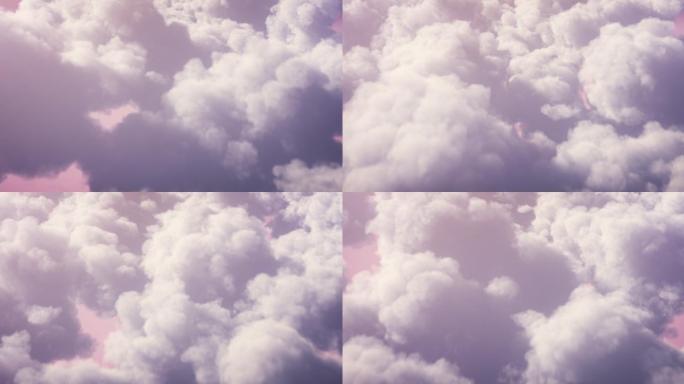 粉色蓬松云背景，阳光明媚，天空，如梦如幻