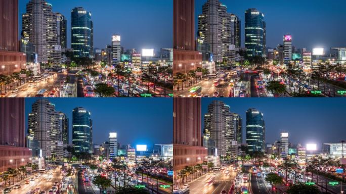 韩国首尔站前交通繁忙