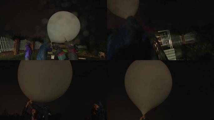 台风来临时台州气象局放探空气球实拍视频