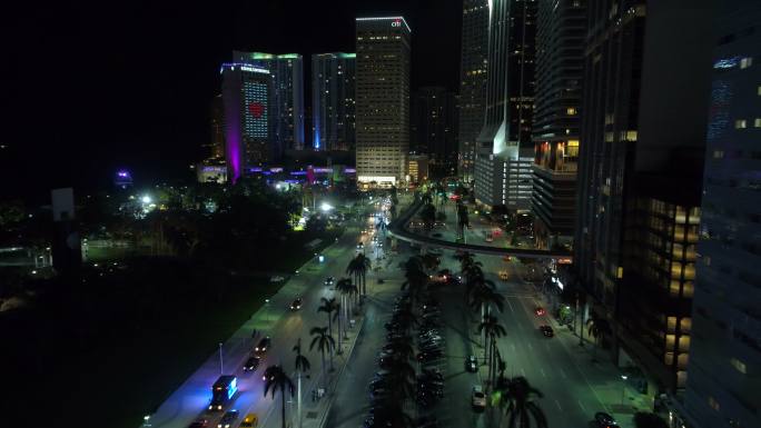 夜间迈阿密无人机视频