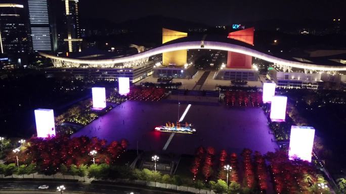 深圳大鹏体育馆航拍夜景