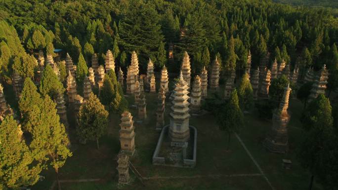 嵩山少林寺塔林航拍4k