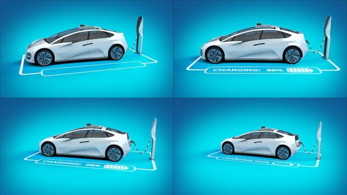 未来电动汽车充电站充电。
