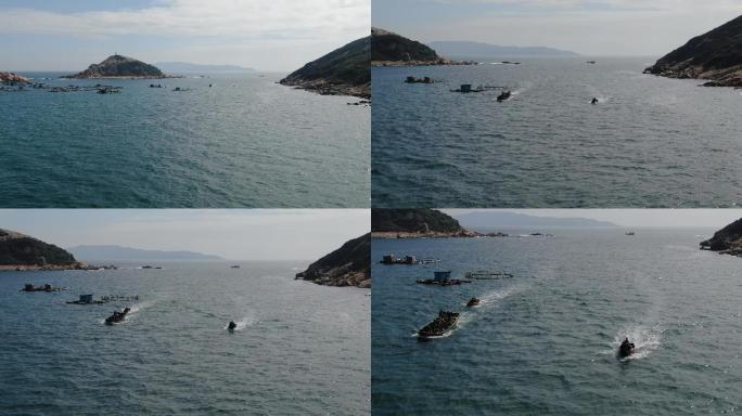 4k海岛快艇航拍空镜1