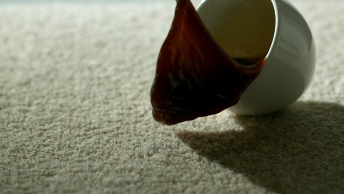 一杯咖啡掉在地毯上