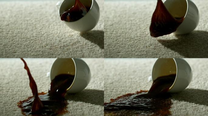 一杯咖啡掉在地毯上