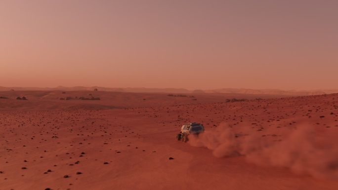 火星探测器上的殖民者穿越火星表面