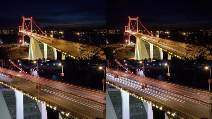 厦门海沧大桥车流夜景延时摄影