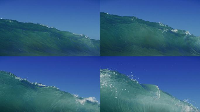 波浪在浅滩上的POV镜头中划过