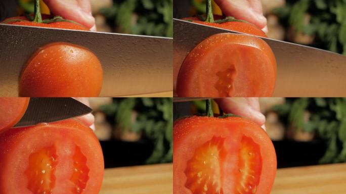 切新鲜的西红柿