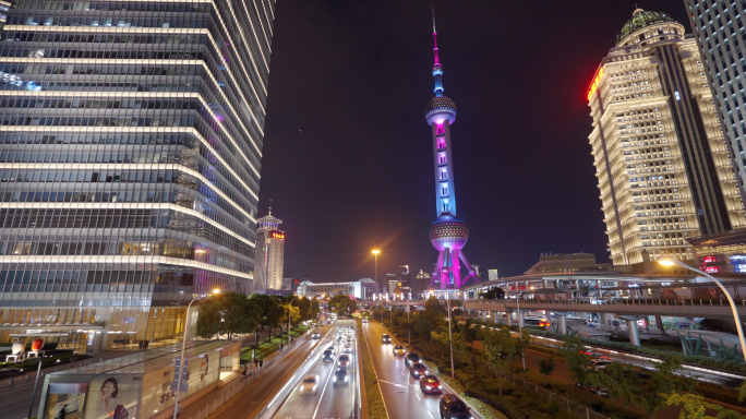4K上海延时-上海夜景-城市人流车流
