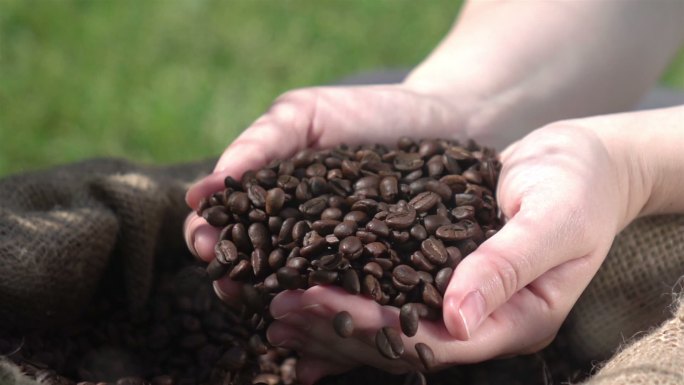 用慢镜头拍摄咖啡豆的视频