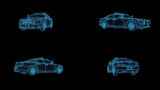 蓝色全息科技警车旋转带通道