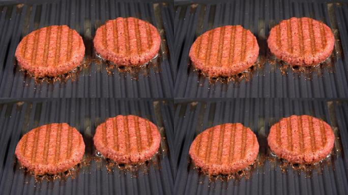 汉堡肉饼的特写镜头