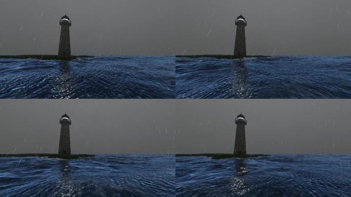 大海灯塔动画-暴风雨