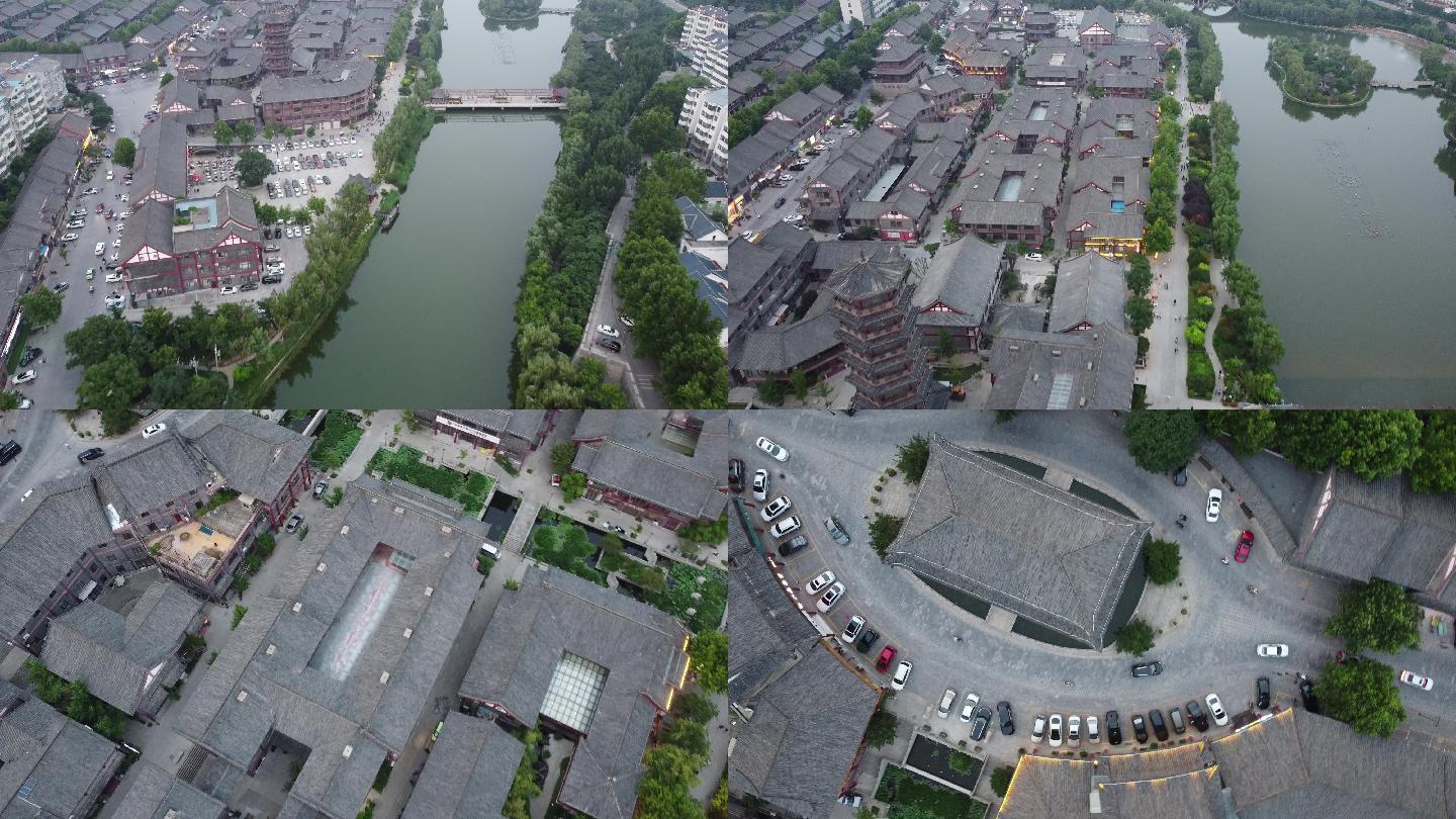 航拍素材包.山东青州南阳河及宋城景区