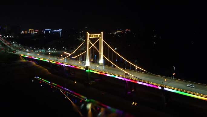 鄱阳县湖城大桥夜景航拍4k