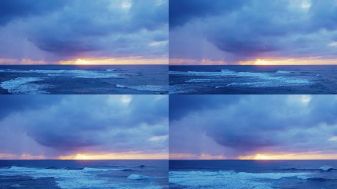 日落时的海洋4K超清航拍海景原生态山水风