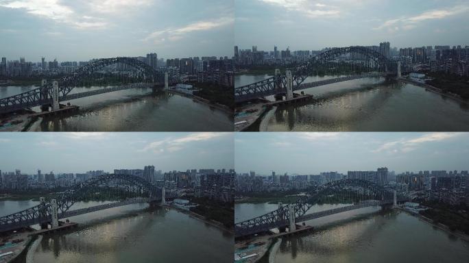 航拍武汉汉江湾桥