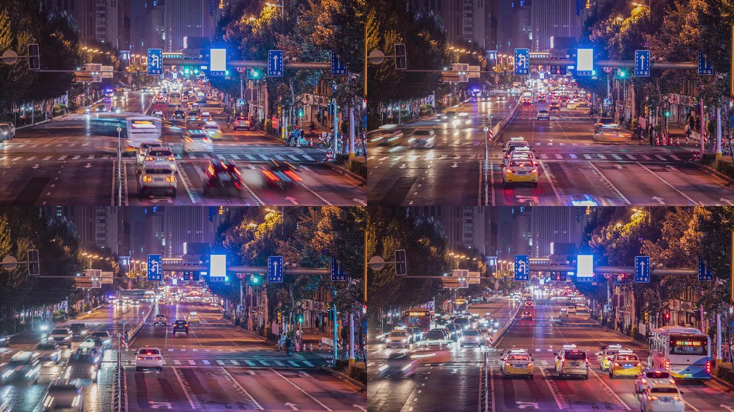 晚高峰城市夜景街道延时摄影