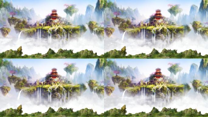 古典仙境仙宫中国风山水循环素材