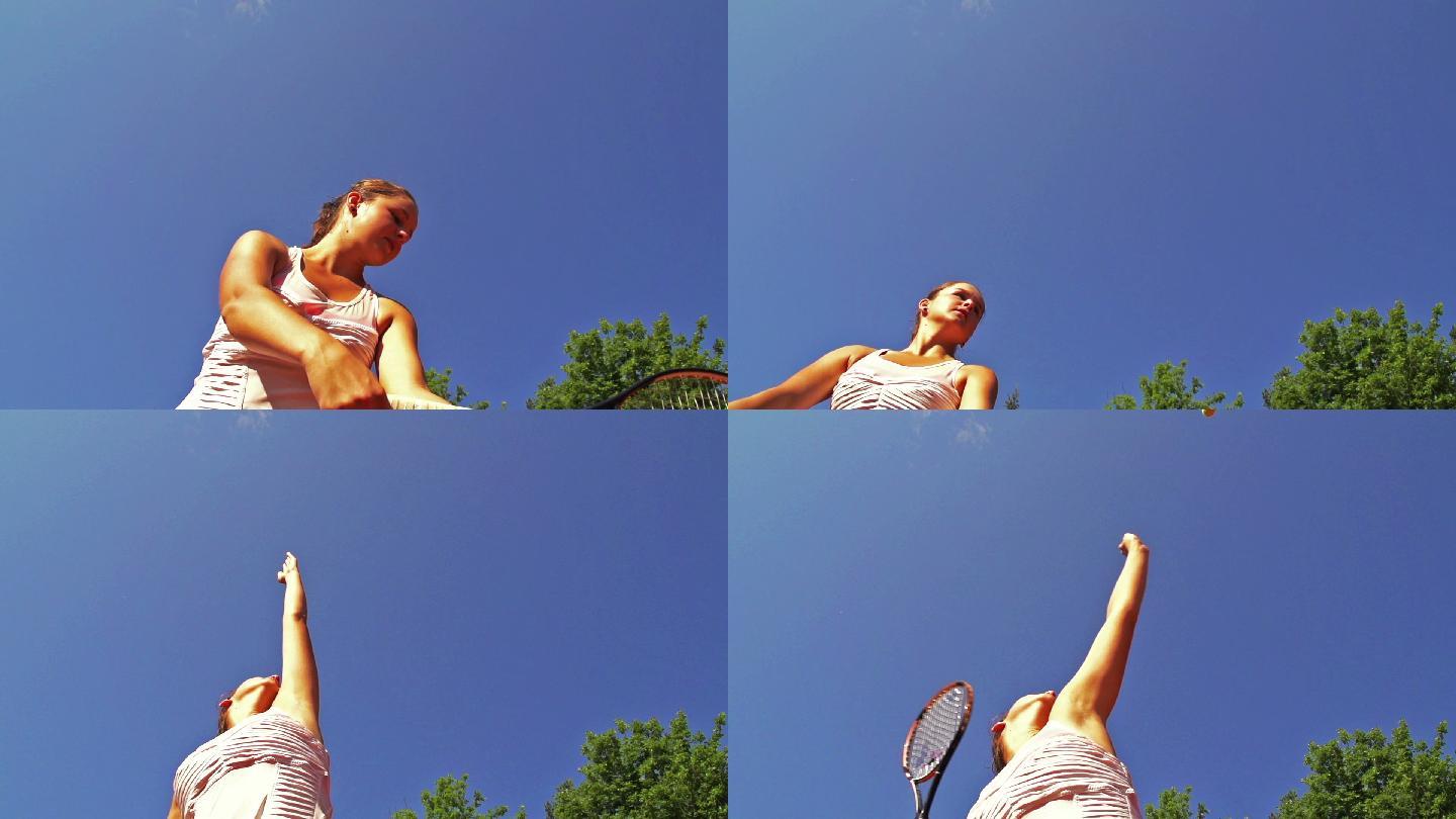 女网球选手发球