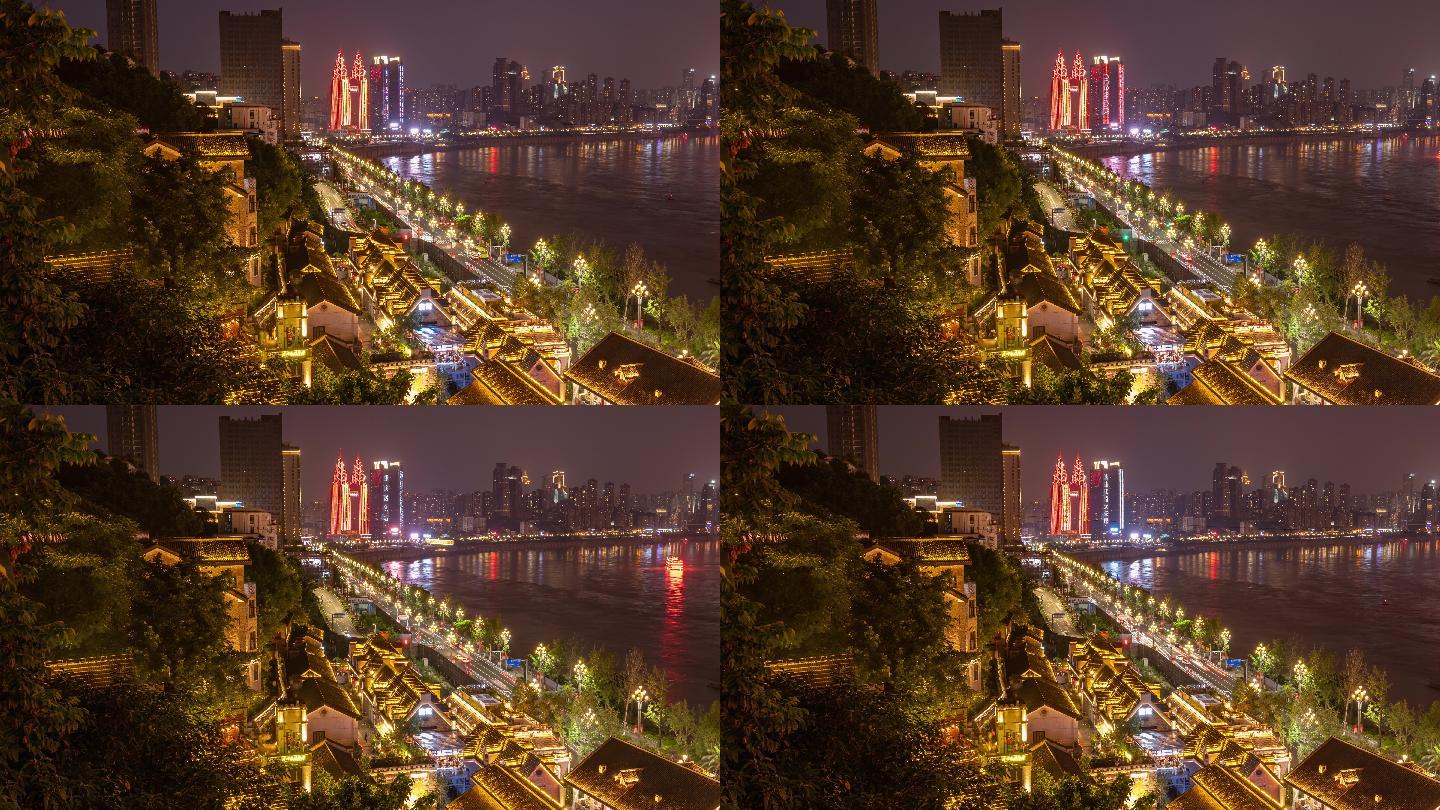 重庆东水门大桥南滨路夜景延时