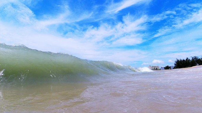 海浪拍打沙滩慢镜头慢速镜头空镜