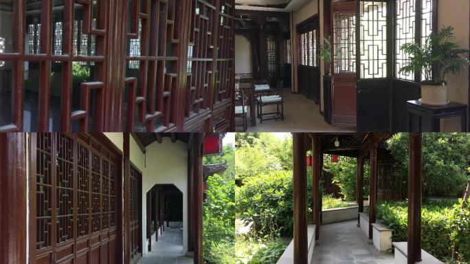 中国传统庭院老房子回廊明清家具