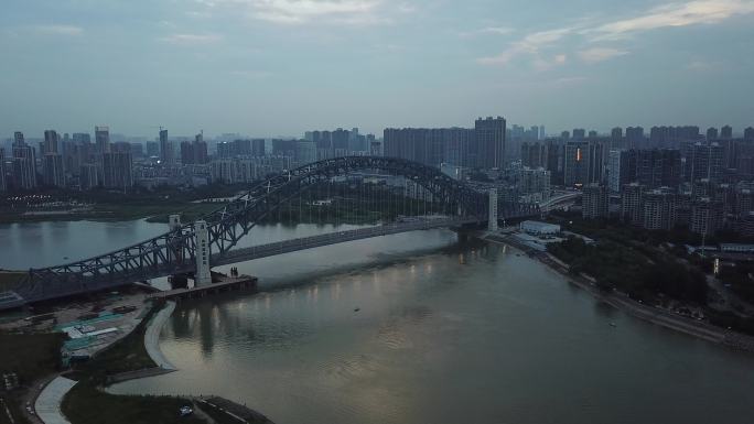 航拍武汉汉江湾桥