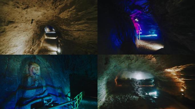稳定器拍摄穿越洞穴朦胧梦幻出口