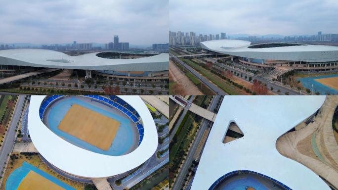 4K航拍南京江北新区青奥体育公园