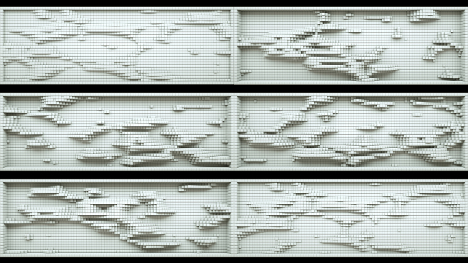 【裸眼3D】白色裸眼空间矩阵凹凸起伏墙体