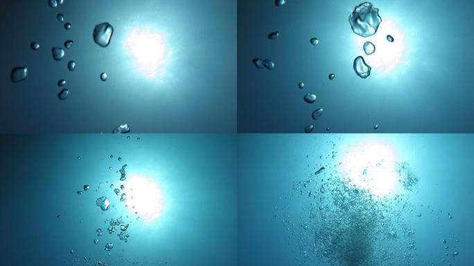 海底的阳光和气泡海洋入水水花