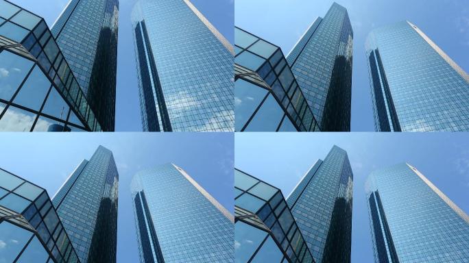 法兰克福银行写字楼大厦大楼玻璃墙蓝色建筑
