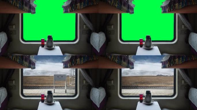 行驶的火车车厢内部扣绿和风景原创