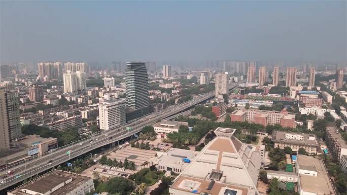 郑州农业路高架航拍CBD城市