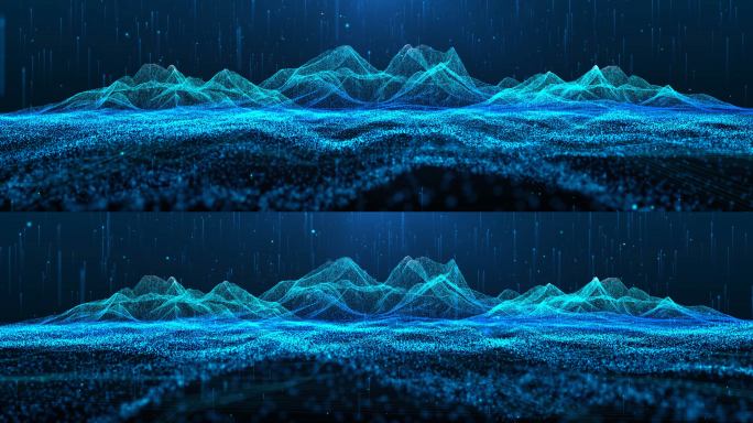 原创动态蓝色唯美粒子海洋山脉背景视频素材