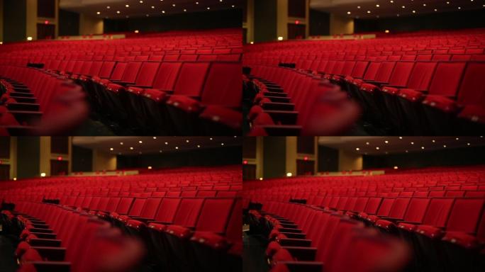 剧院红色座椅跟踪中镜头