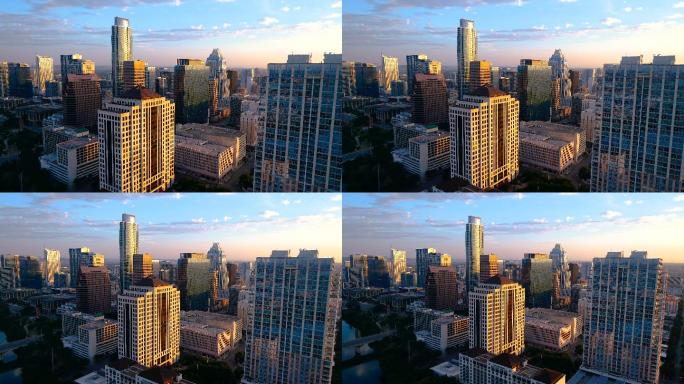 城市景观城市快速发展航拍延时空镜CBD