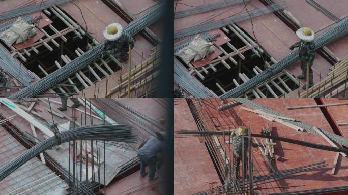 工地建筑工人吊钢筋吊车2