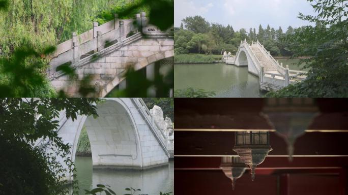 南京白鹭洲公园石桥拱桥走廊特写C009