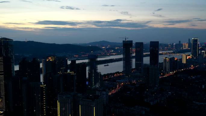 湘江夜景航拍延时