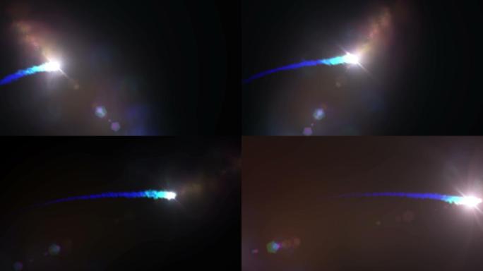 夜空中的彗星星光粒子流星坠入大气层的流星